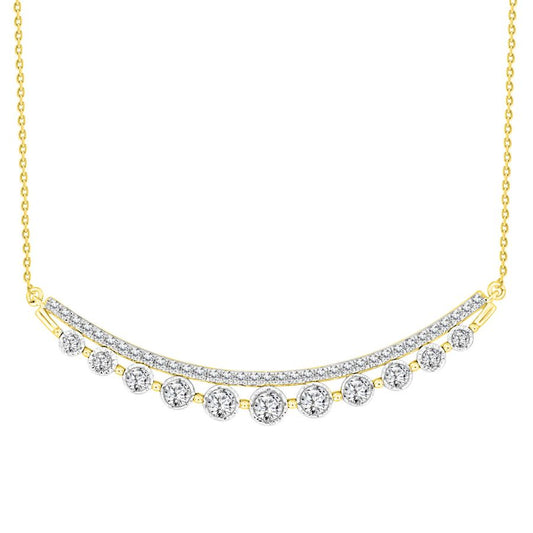 LADIES NECKLACE 0.75CT ROUND DIAMOND 14K YELLOW GOLD