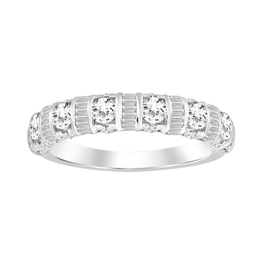LADIES BAND 1.00CT ROUND/BAGUETTE DIAMOND 14K WHITE GOLD