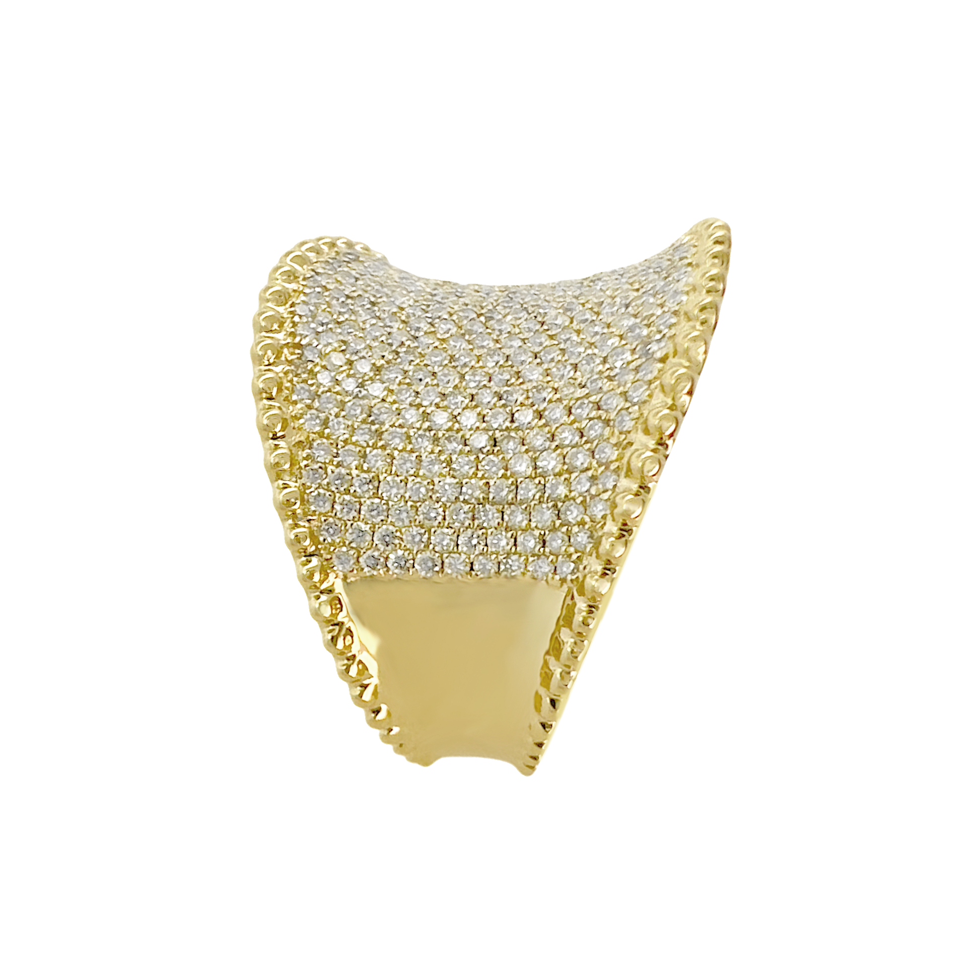 1.14Ct 14K Yellow Gold Diamond Dome Ring Size 7 5.6Dwt