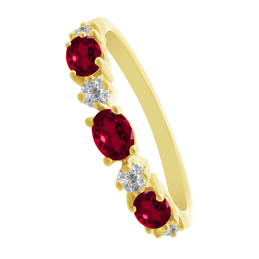 0.60Gaov 0.16Dird 14K Yellow Gold Garnet & Dia Ring Size 7 1.6Dwt