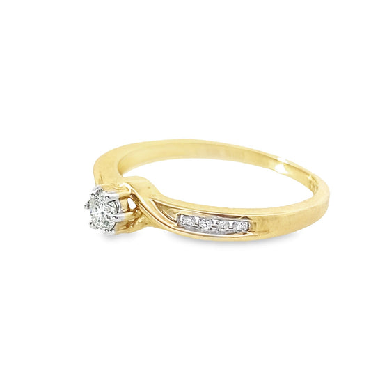 0.22Ctw 10K Yellow Gold Diamond Engagement Ring Size 7 1.1Dw