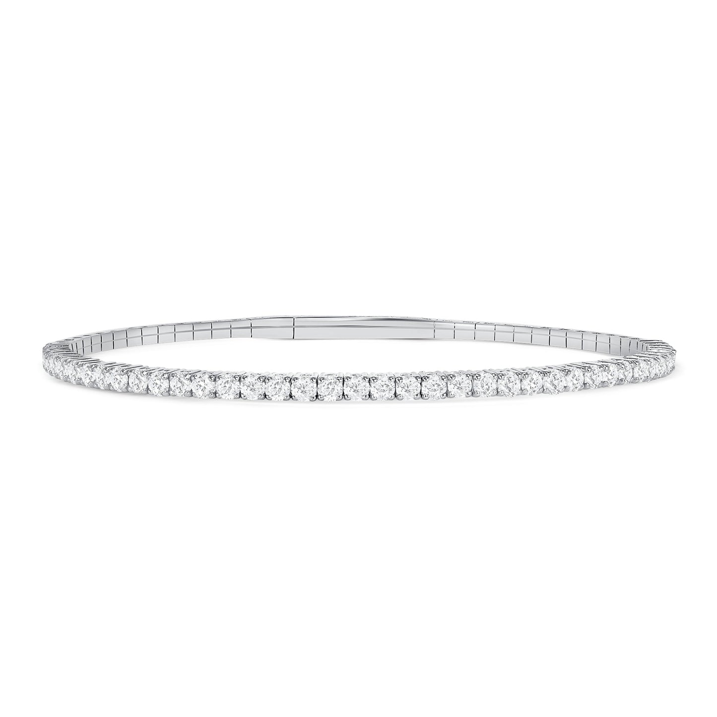 LADIES SEMI MOUNT HALF FLEXIBLE BANGLE 1.00CT ROUND DIAMOND 14K WHITE GOLD