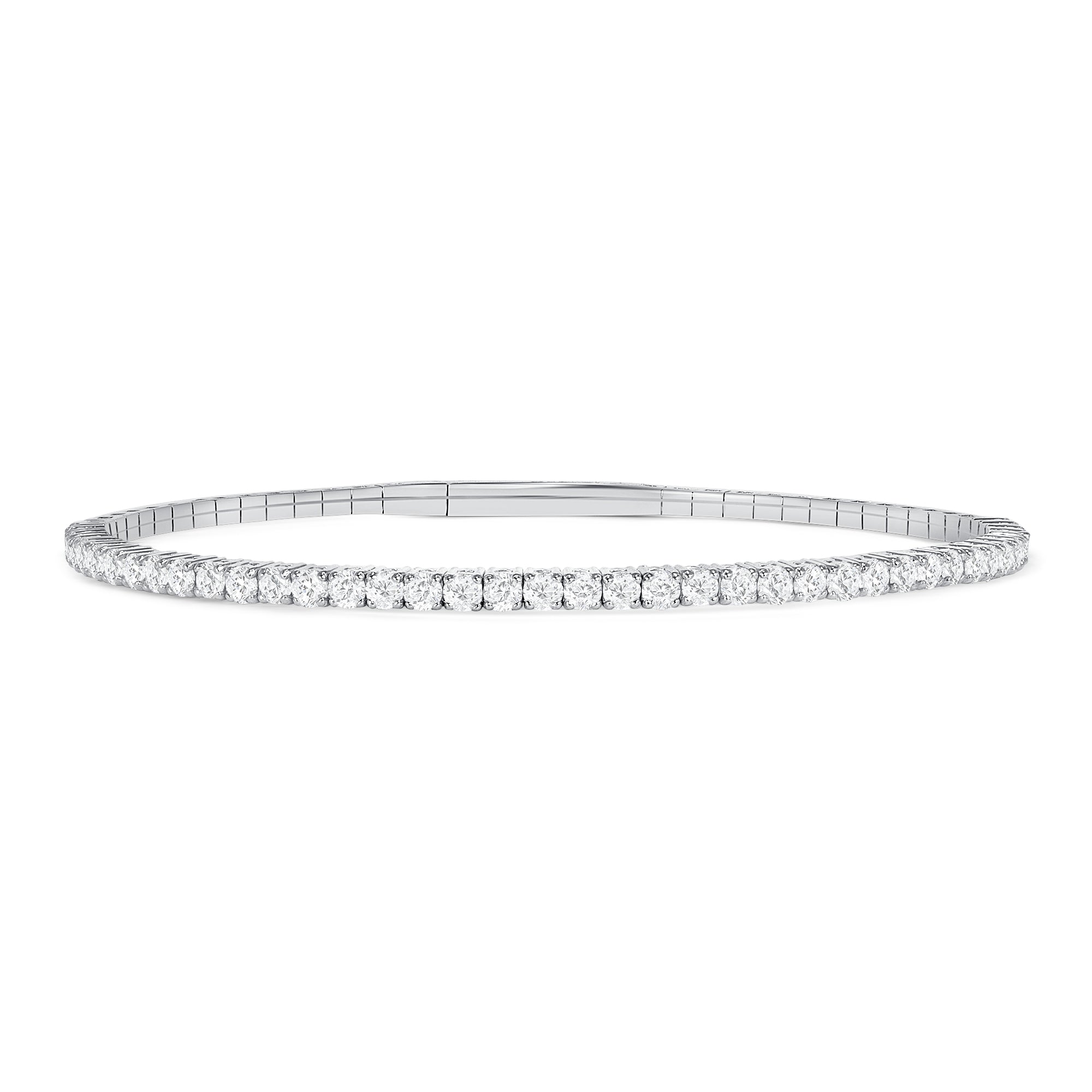 LADIES SEMI MOUNT HALF FLEXIBLE BANGLE 1.00CT ROUND DIAMOND 14K WHITE GOLD