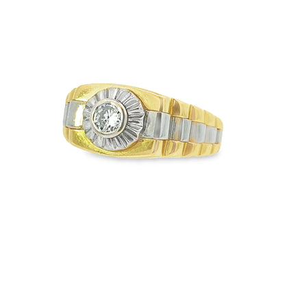 10K Two Tone Diamond Mens Fashion Ring Size 8.5 4.5Dwt