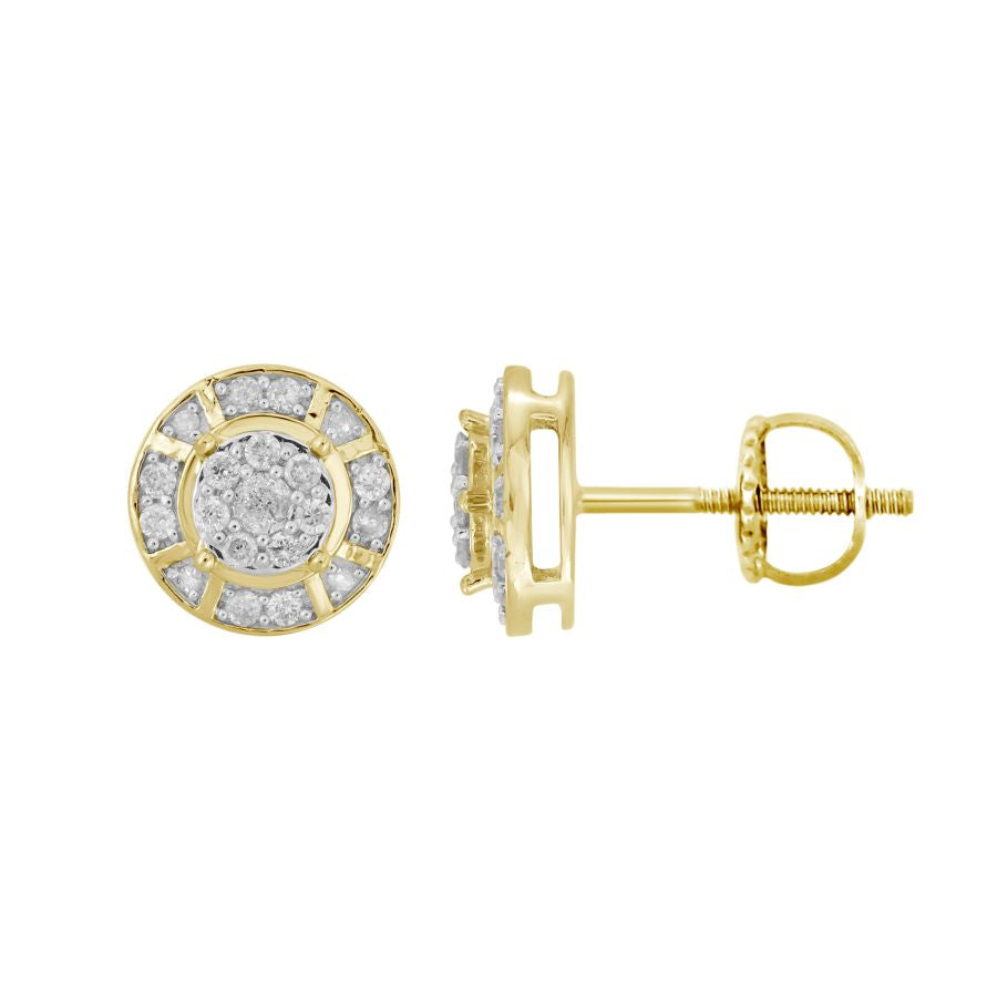 LADIES STUD EARRINGS 0.25CT ROUND DIAMOND 10K YELLOW GOLD