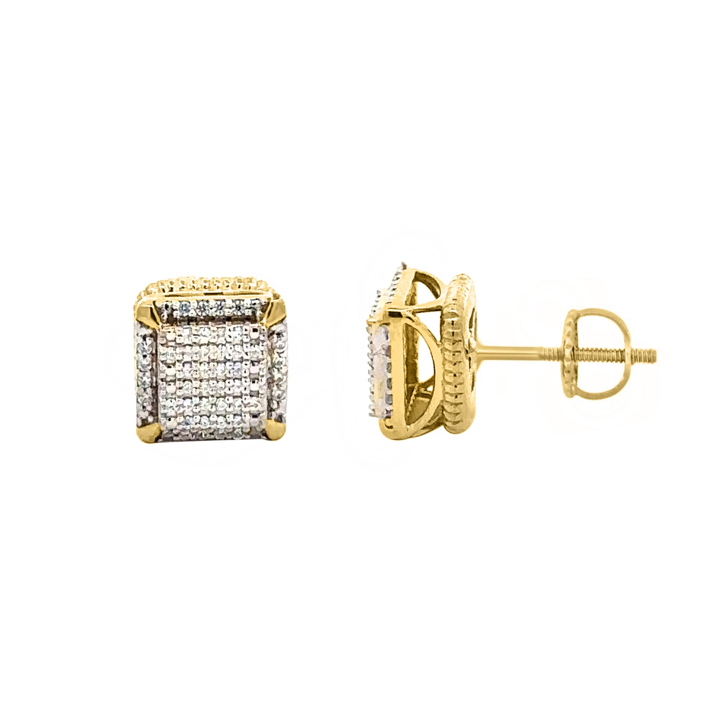 LADIES EARRINGS 0.16CT ROUND DIAMOND 10K YELLOW GOLD
