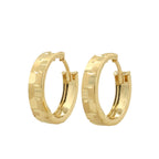 14K Yellow Gold Faceted Hoop Earrings 1.5Dwt