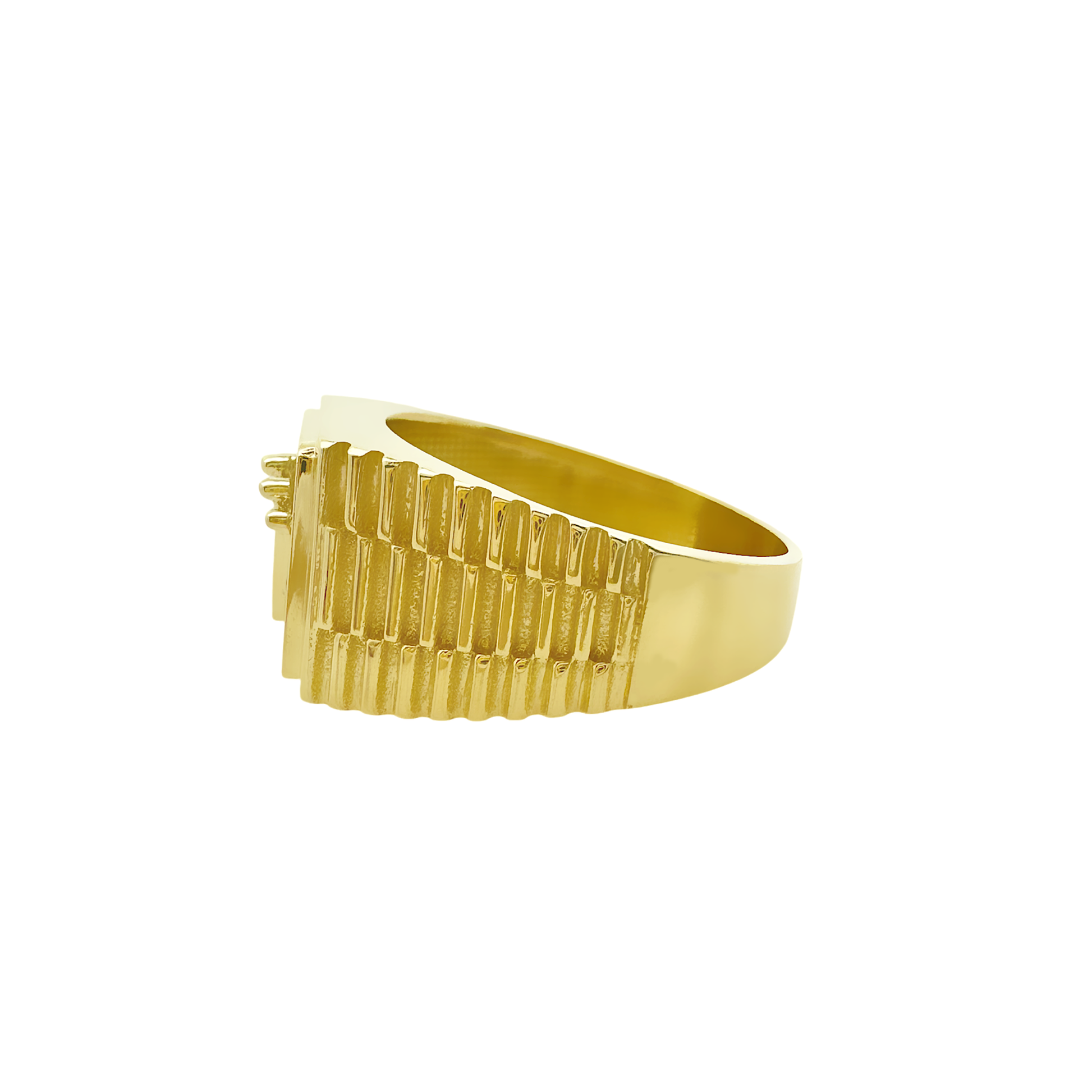 10K Yellow Gold Cz Rolex Style fashion Ring Mens Size 13.5 9.6Dwt