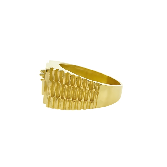 10K Yellow Gold Cz Rolex Style fashion Ring Mens Size 13.5 9.6Dwt