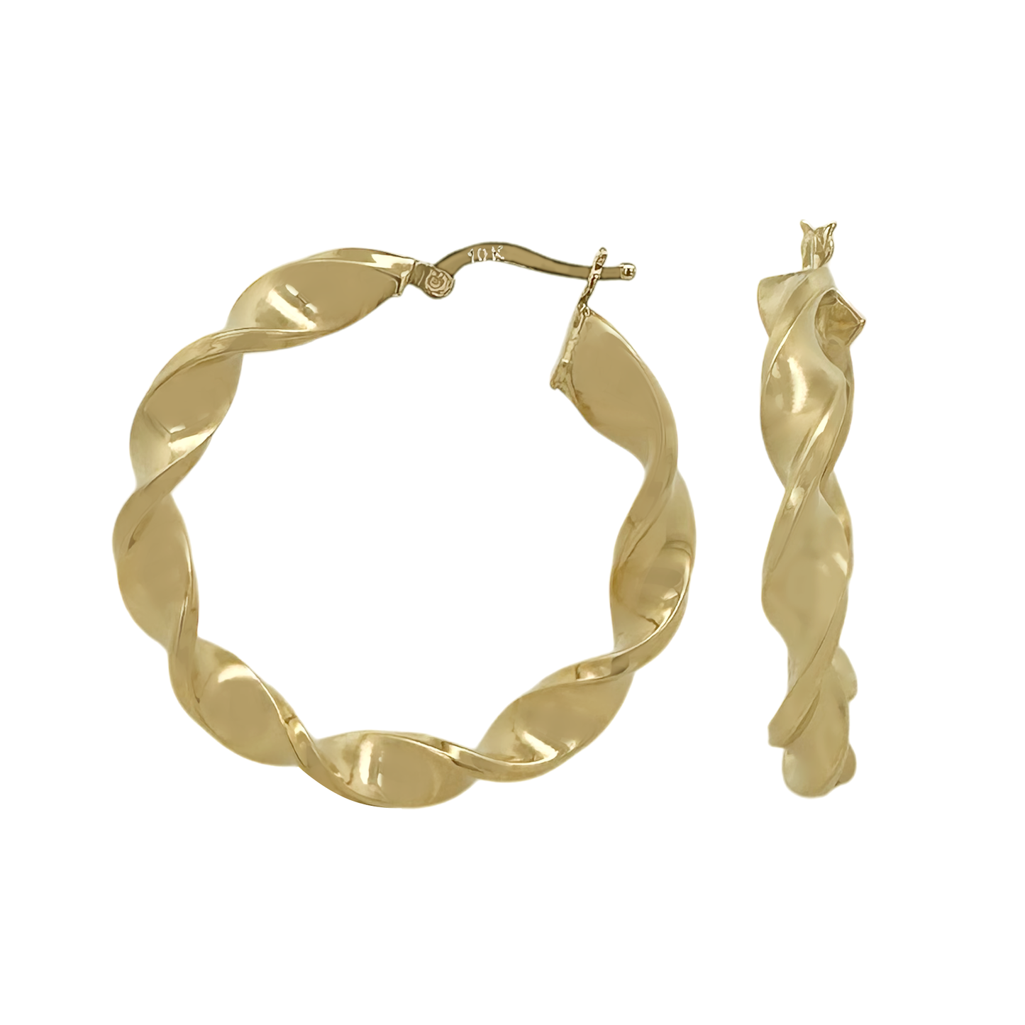 10K Yellow Gold  Twisted  Hoop Earrings 2.3Dwt