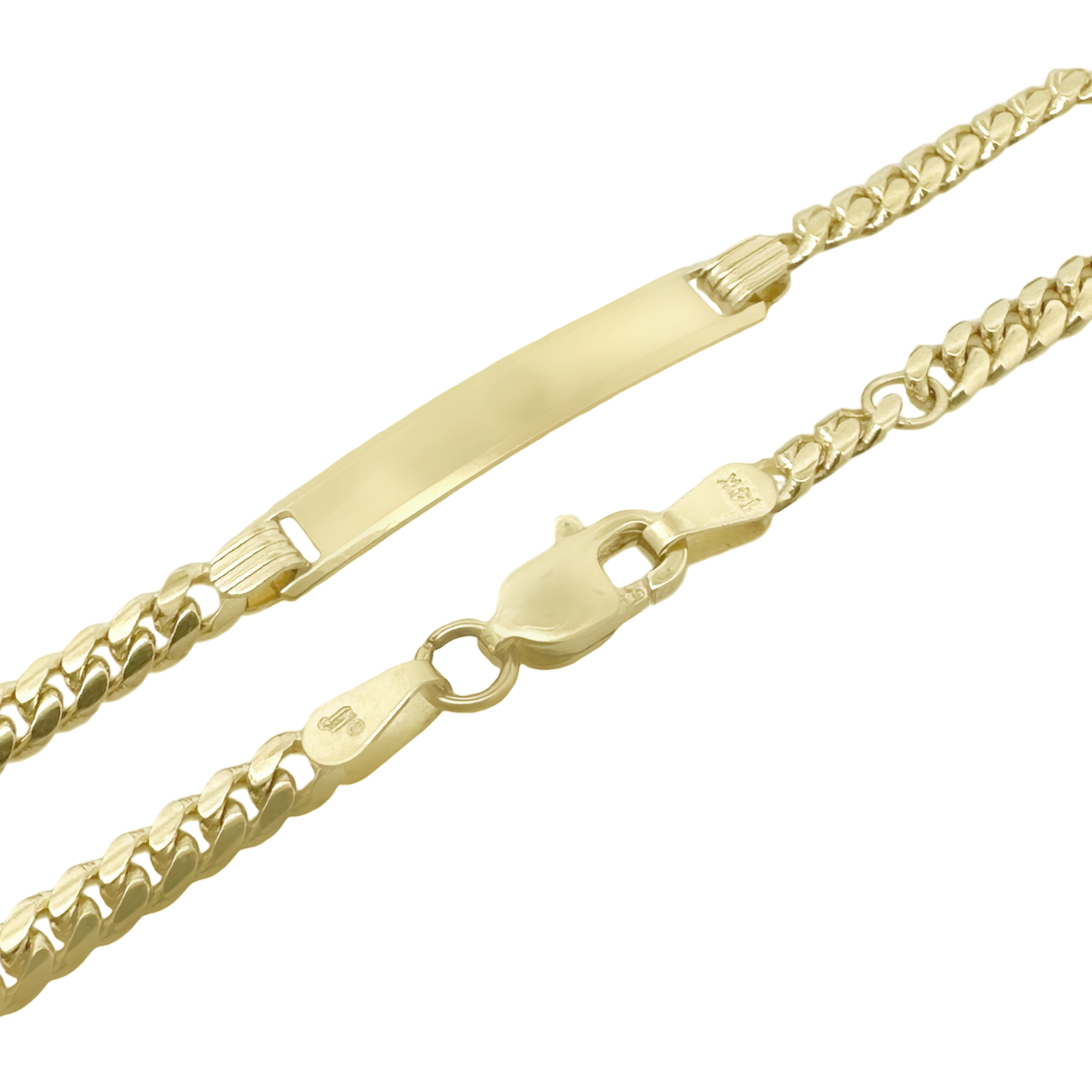 14K Yellow Gold Baby Miami Cuban Id Bracelet 4Mm 6In 3.2Dwt