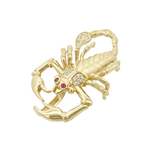 14K Yellow Gold Cz Scorpion Pendant 10.1Dwt