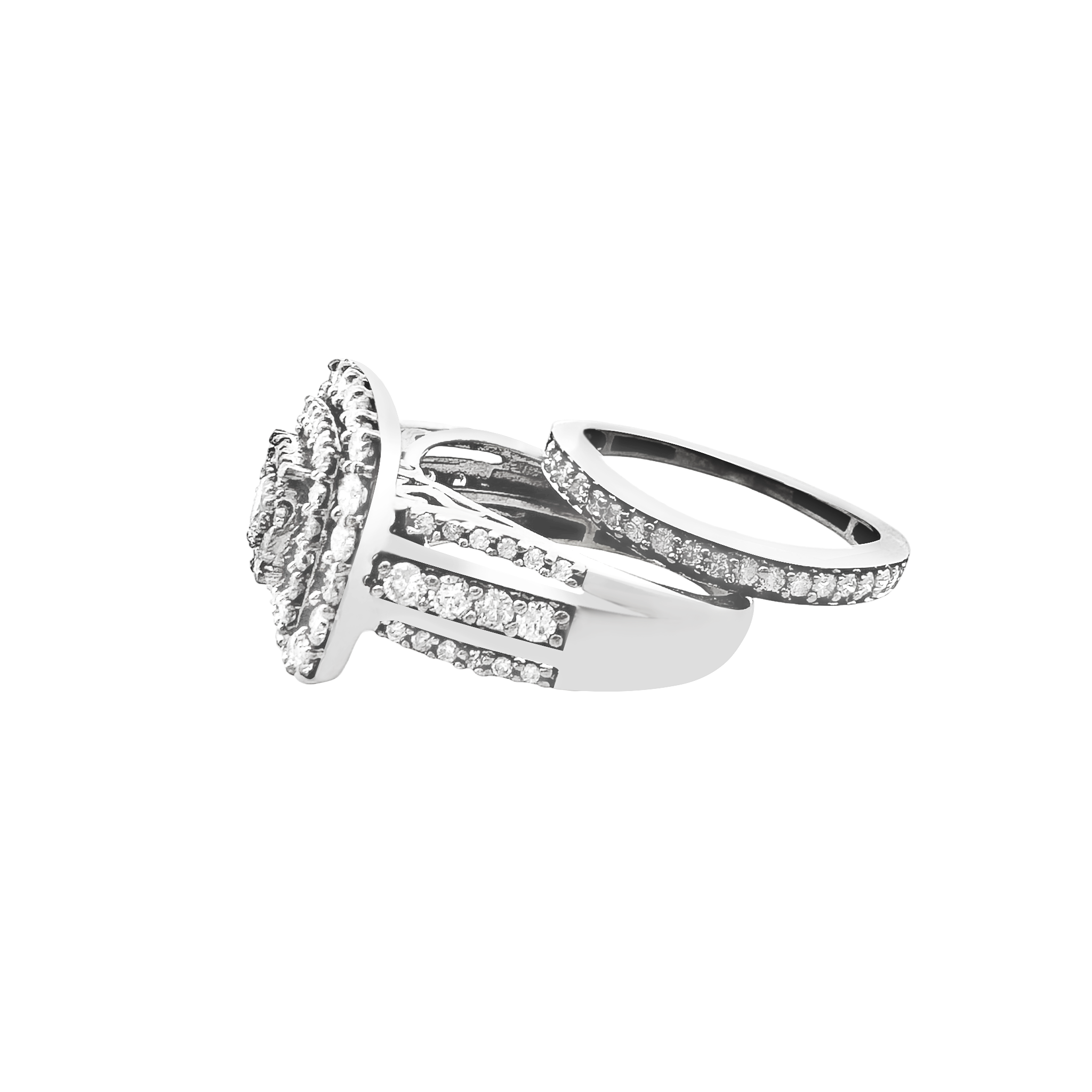 14K White Gold Diamond Wedding Set Size 5.25 3.9Dwt