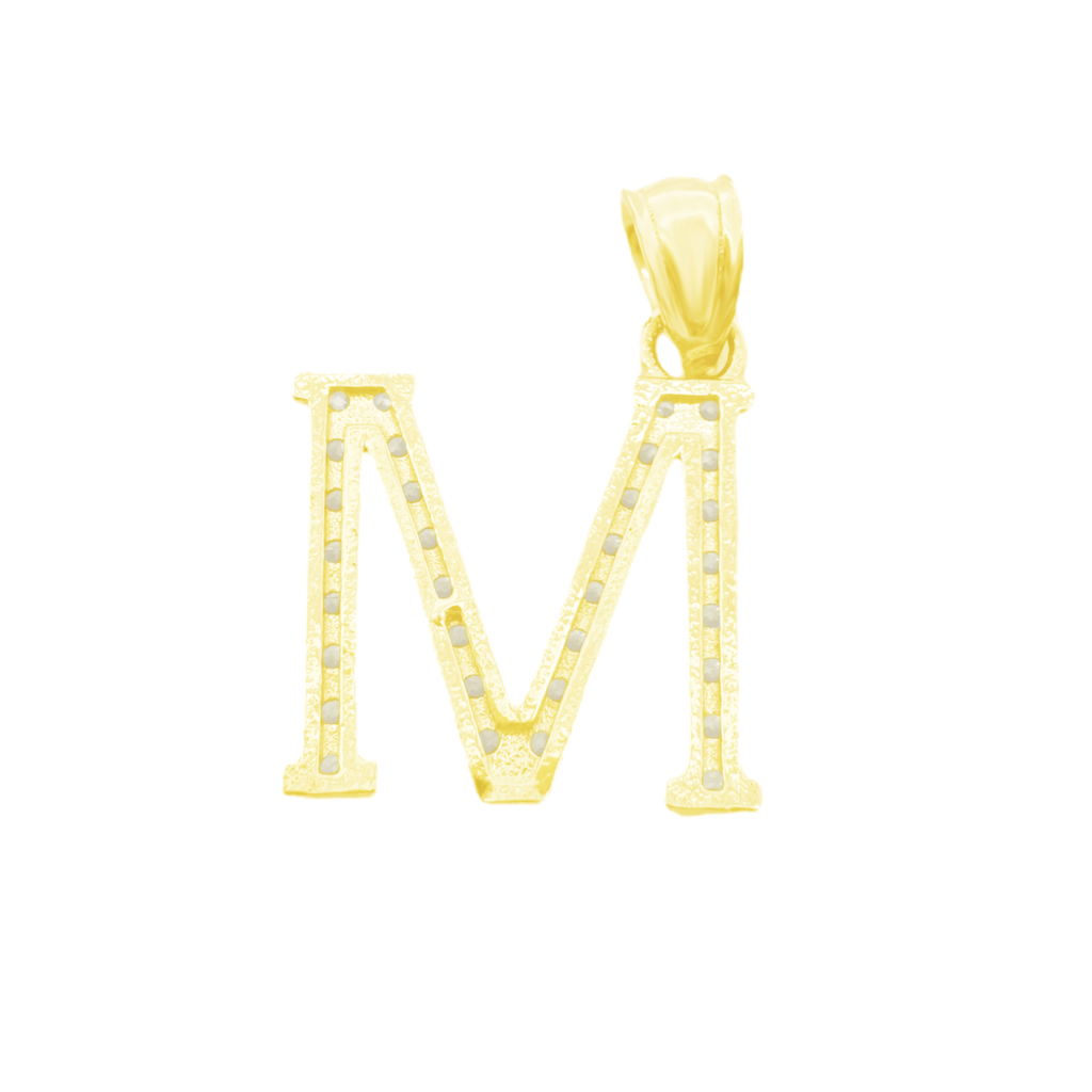 10K Yellow Gold Cubic Zirconia Letter "M" Pendant 0.7Dwt
