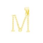 10K Yellow Gold Cubic Zirconia Letter "M" Pendant 0.7Dwt
