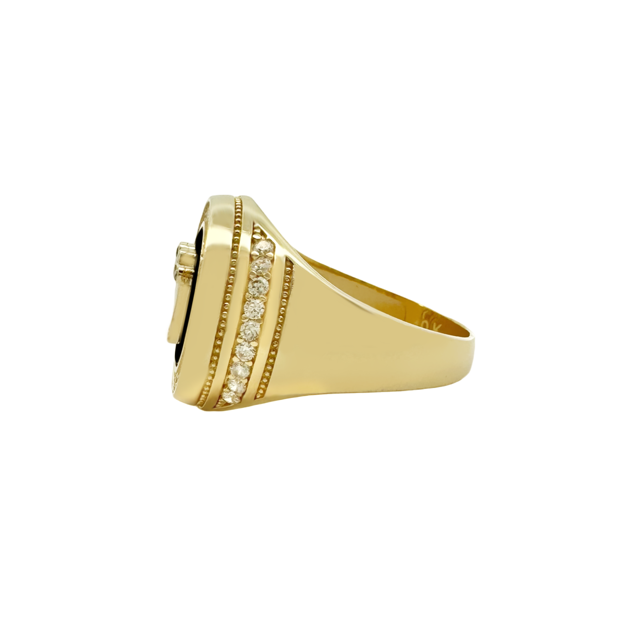 10K Yellow God Cz Rolex Style Fashion Mens Ring Size 11 5.5Dwt