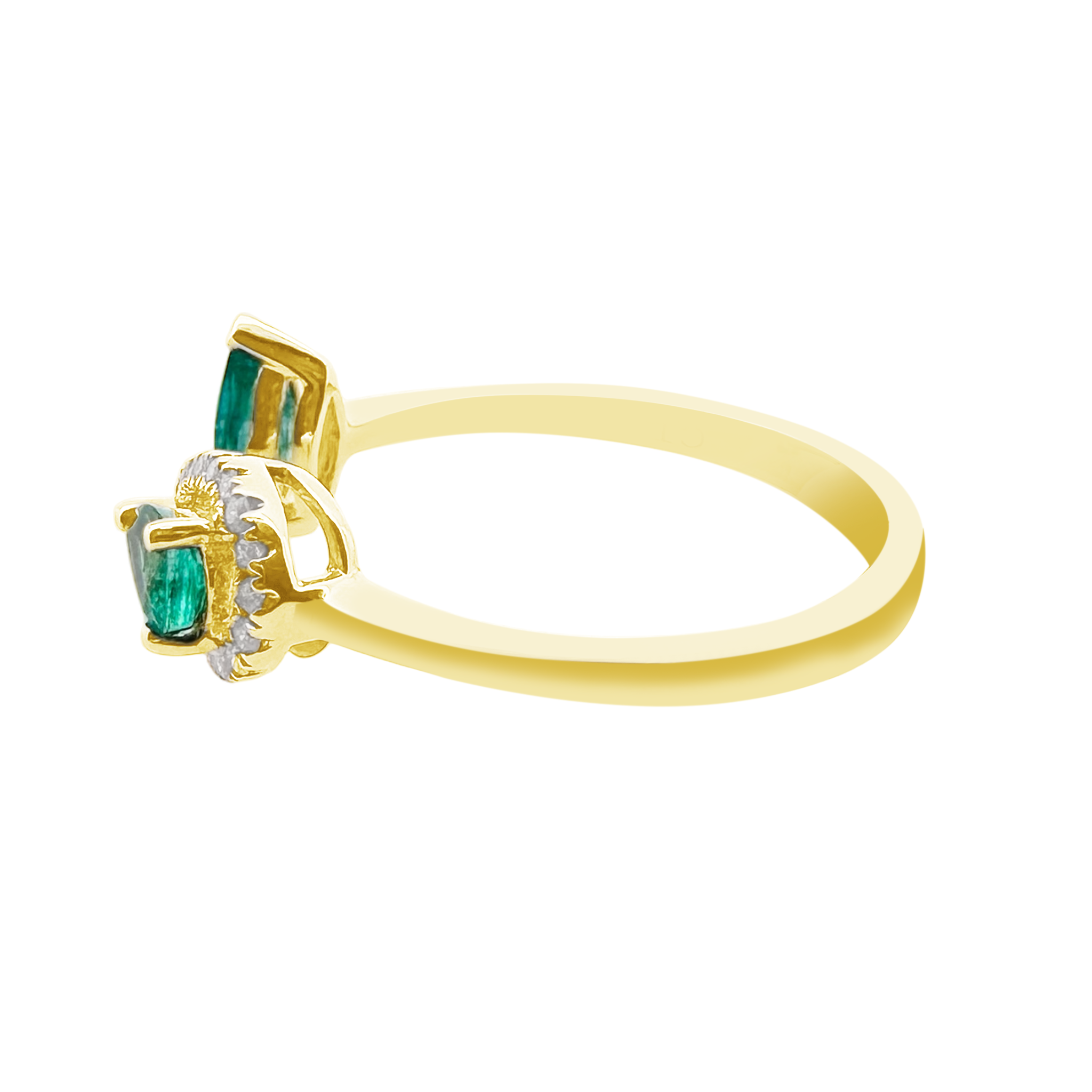 0.41Ct Dia 0.06Ct Em 14K Yellow Gold Dia & Emerald Fashion Ring Size 7 1.2Dwt