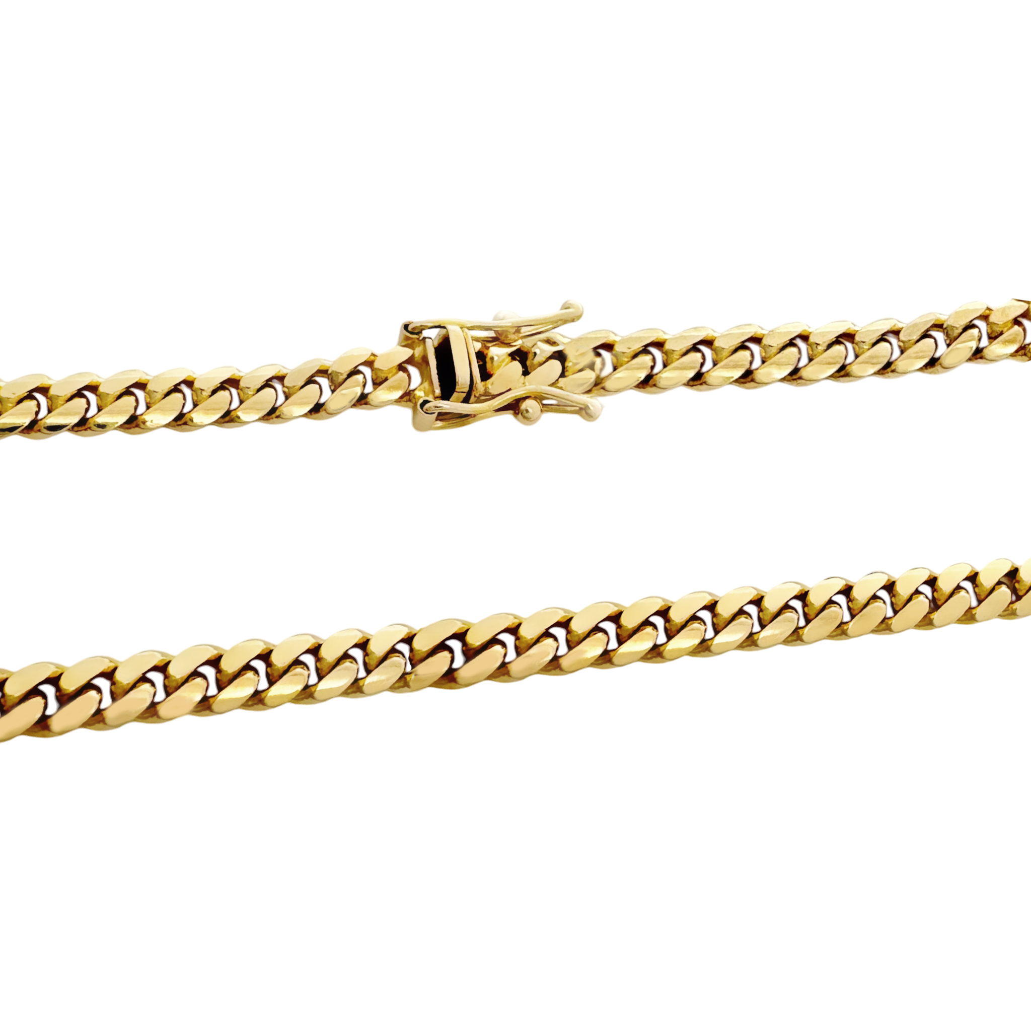 14K Yellow Gold Triple Clasp Cuban Link Chain 4Mm 26In 21.3Dwt