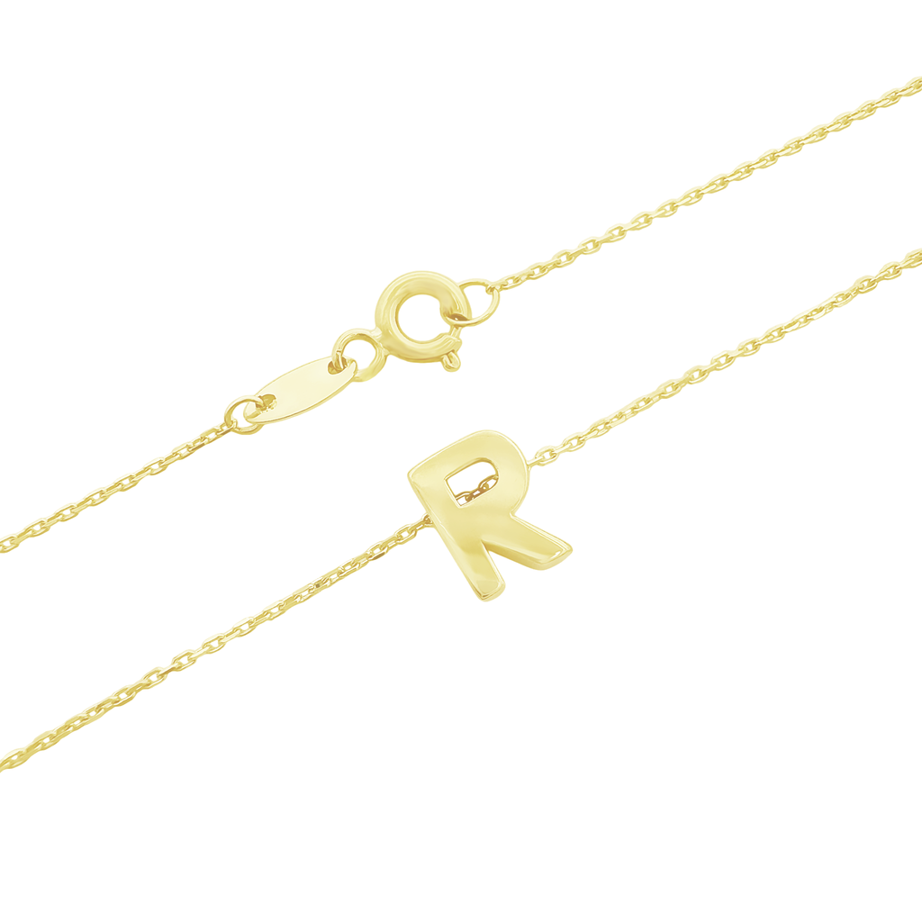 14K Yellow Gold Letter "R" Necklace 0.9Dwt