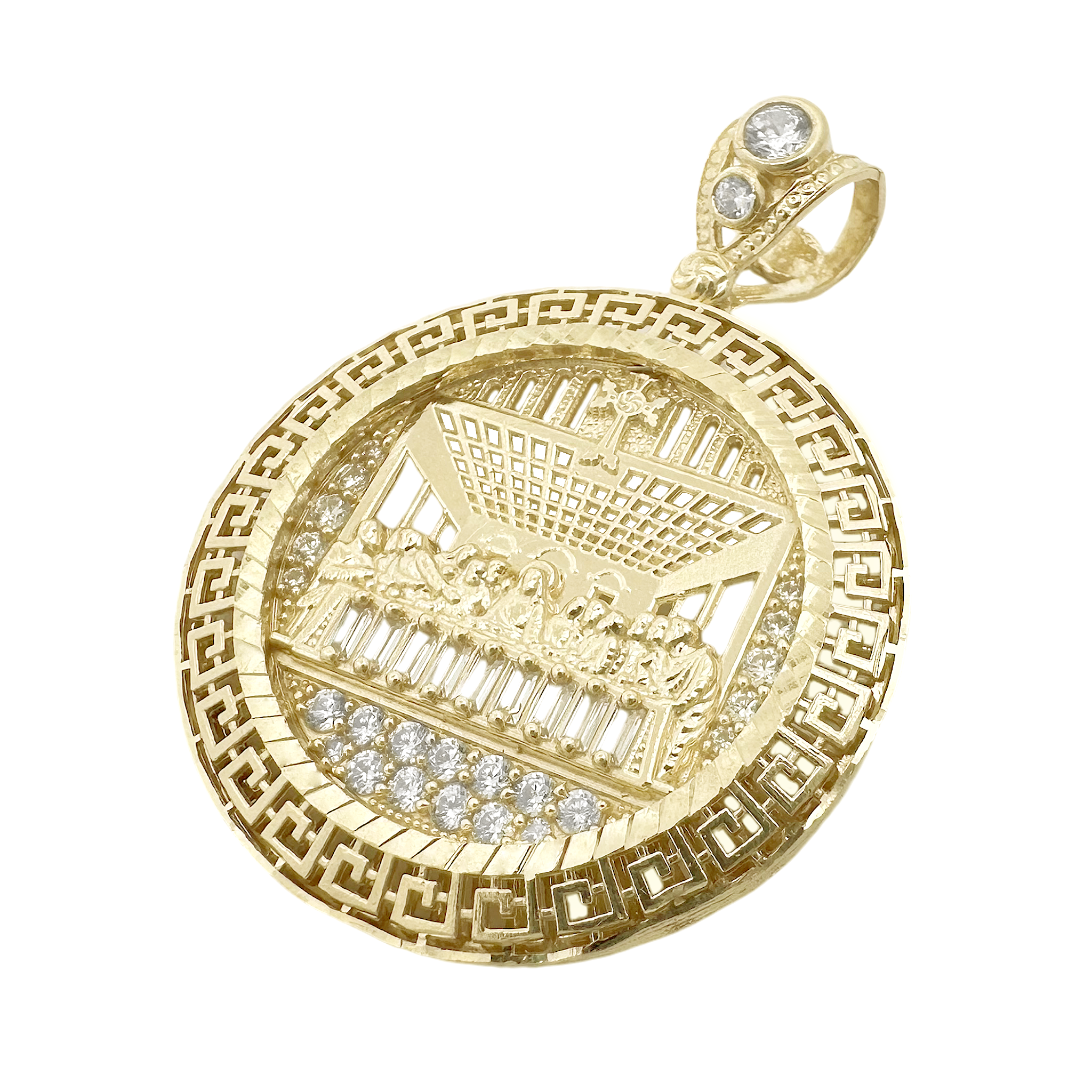 10K Yellow Gold Round Last Supper Pendant 10.1Dwt