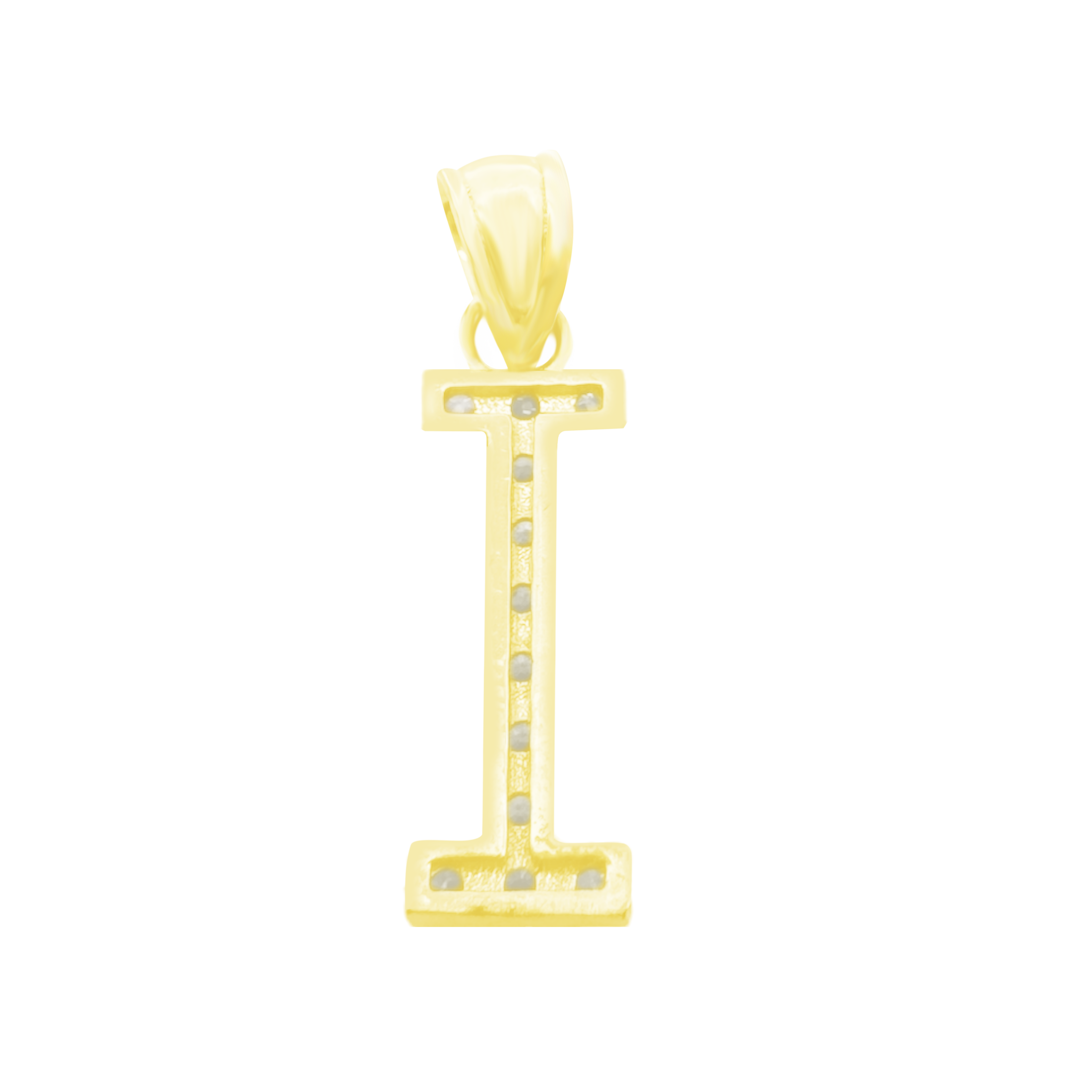 10K Yellow Gold Cubic Zirconia Letter "I" Pendant 0.3Dwt