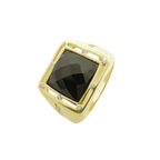 10K Yellow Gold Black Stone Fashion Mens Ring Size 12 5.3Dwt