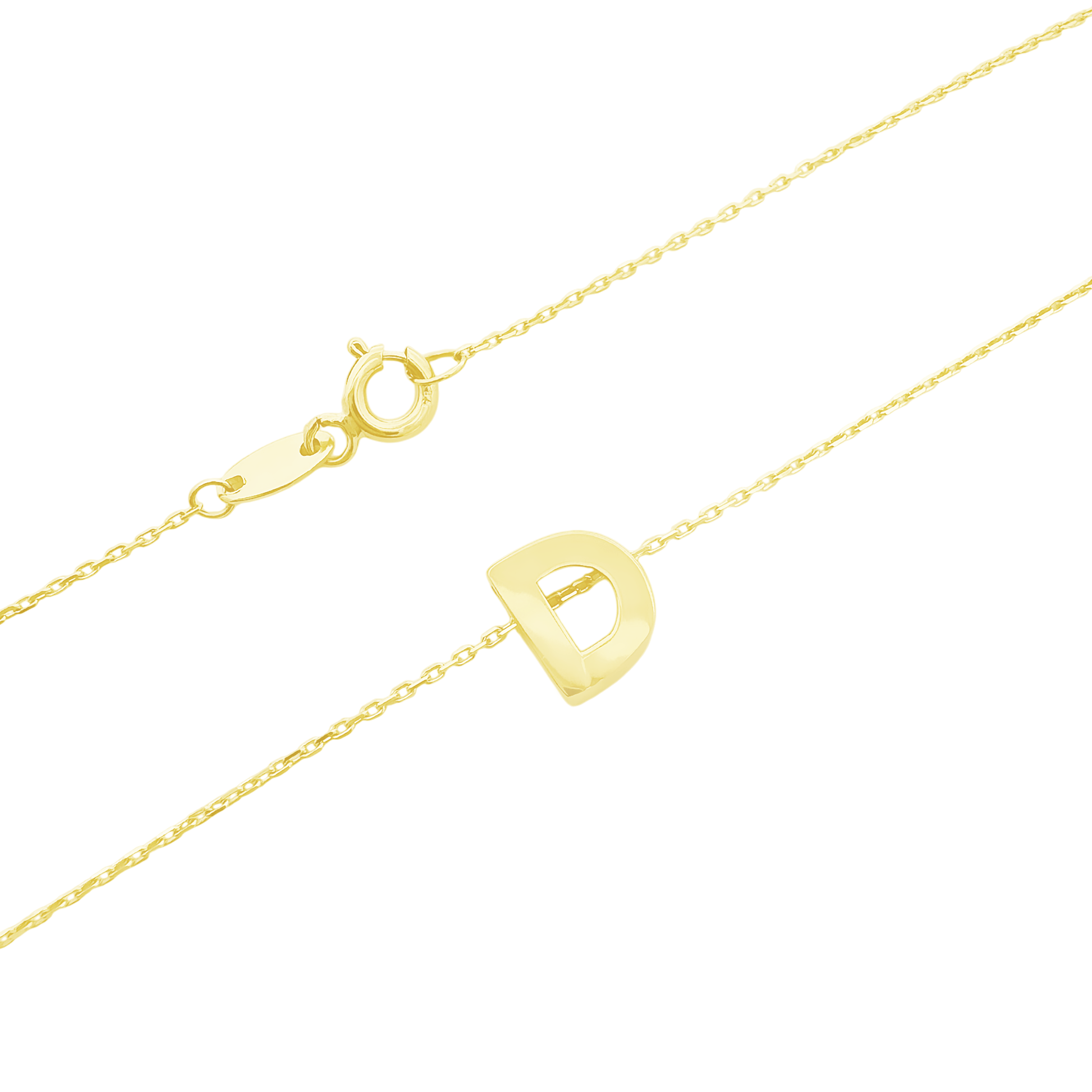 14K Yellow Gold Letter "D" Necklace 0.9Dwt