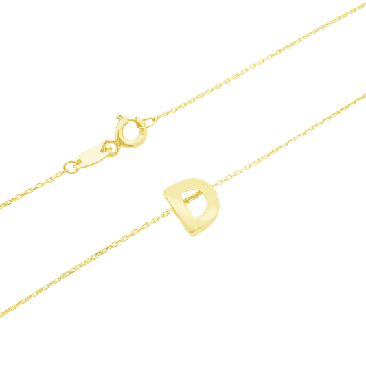 14K Yellow Gold Letter "D" Necklace 0.9Dwt