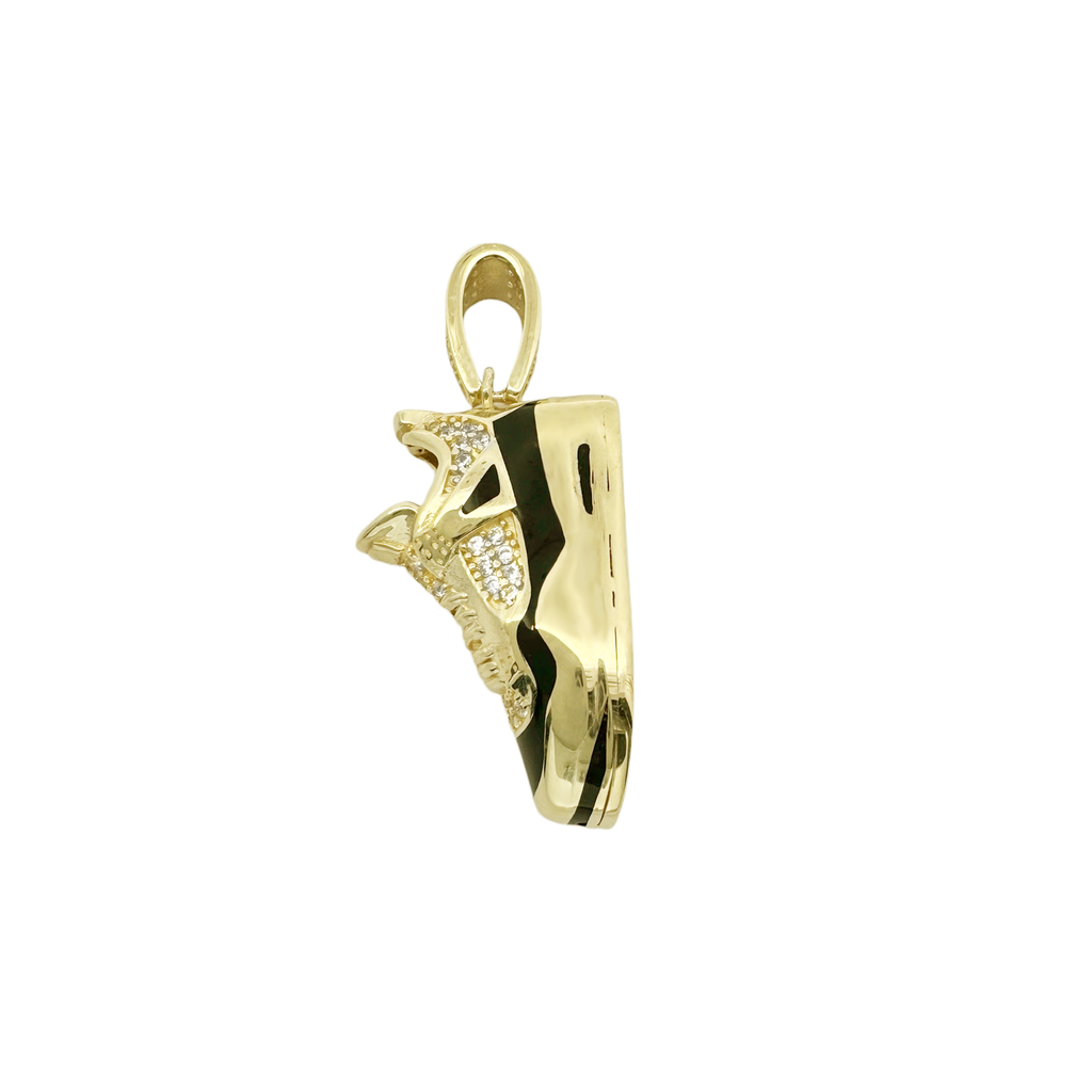 10K Yellow Gold Cz & Enamel Sneaker Pendant 3.7Dwt