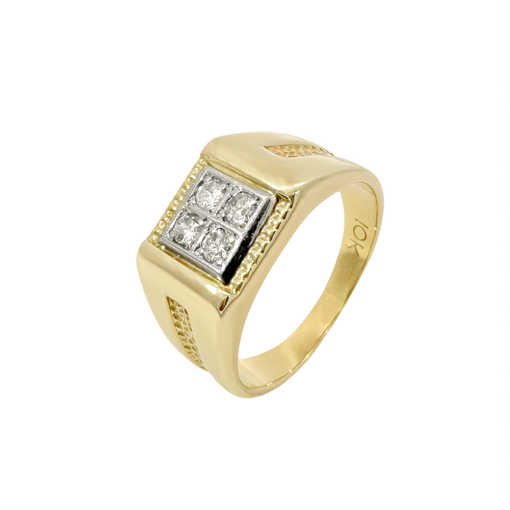 10K Yellow Gold Mens Diamond Fashion Ring Size 8 4.0Dwt