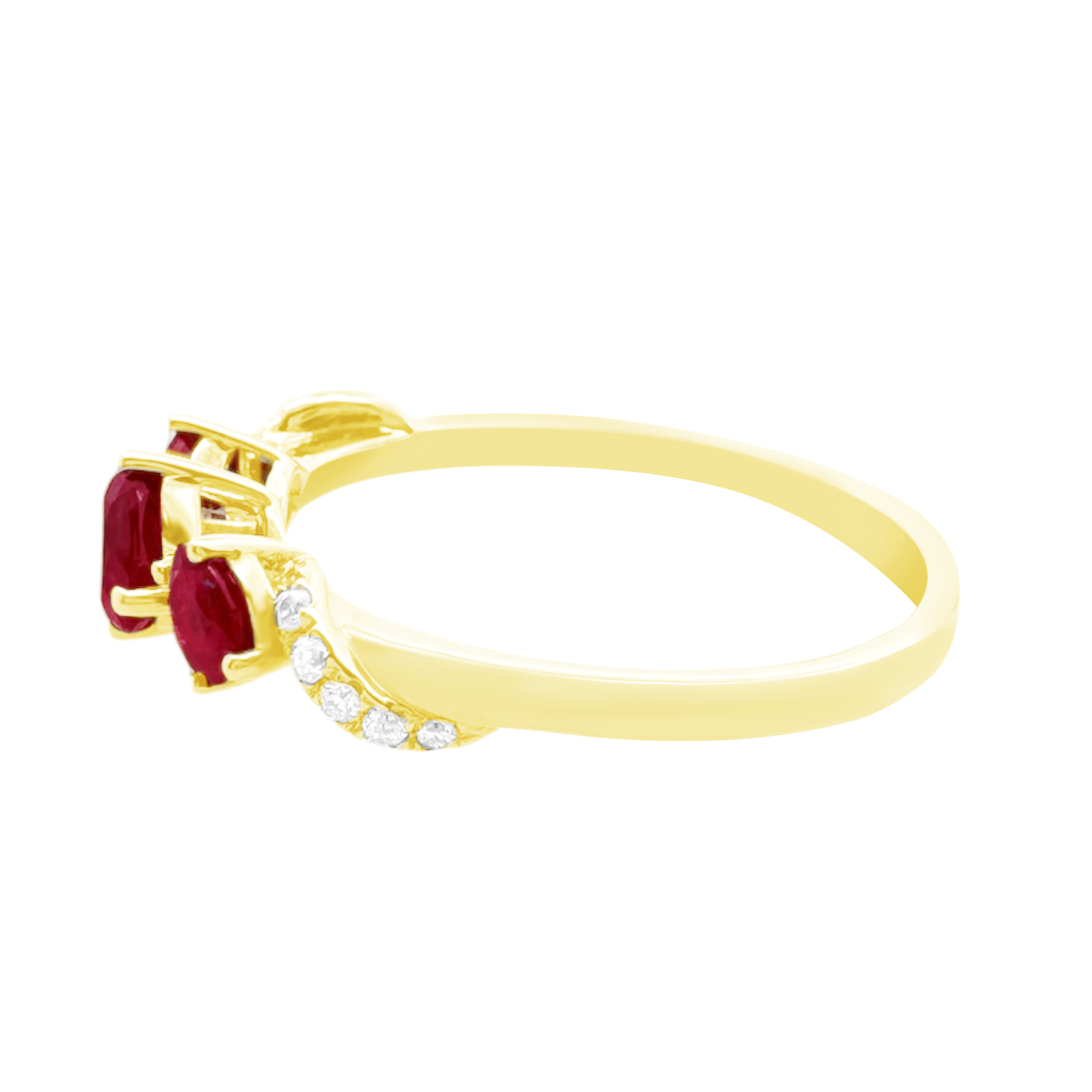0.35Ct Dia 0.38Ct Ru 14K Yellow Gold Dia & Ruby Fashion Ring Size 7 1.3Dwt