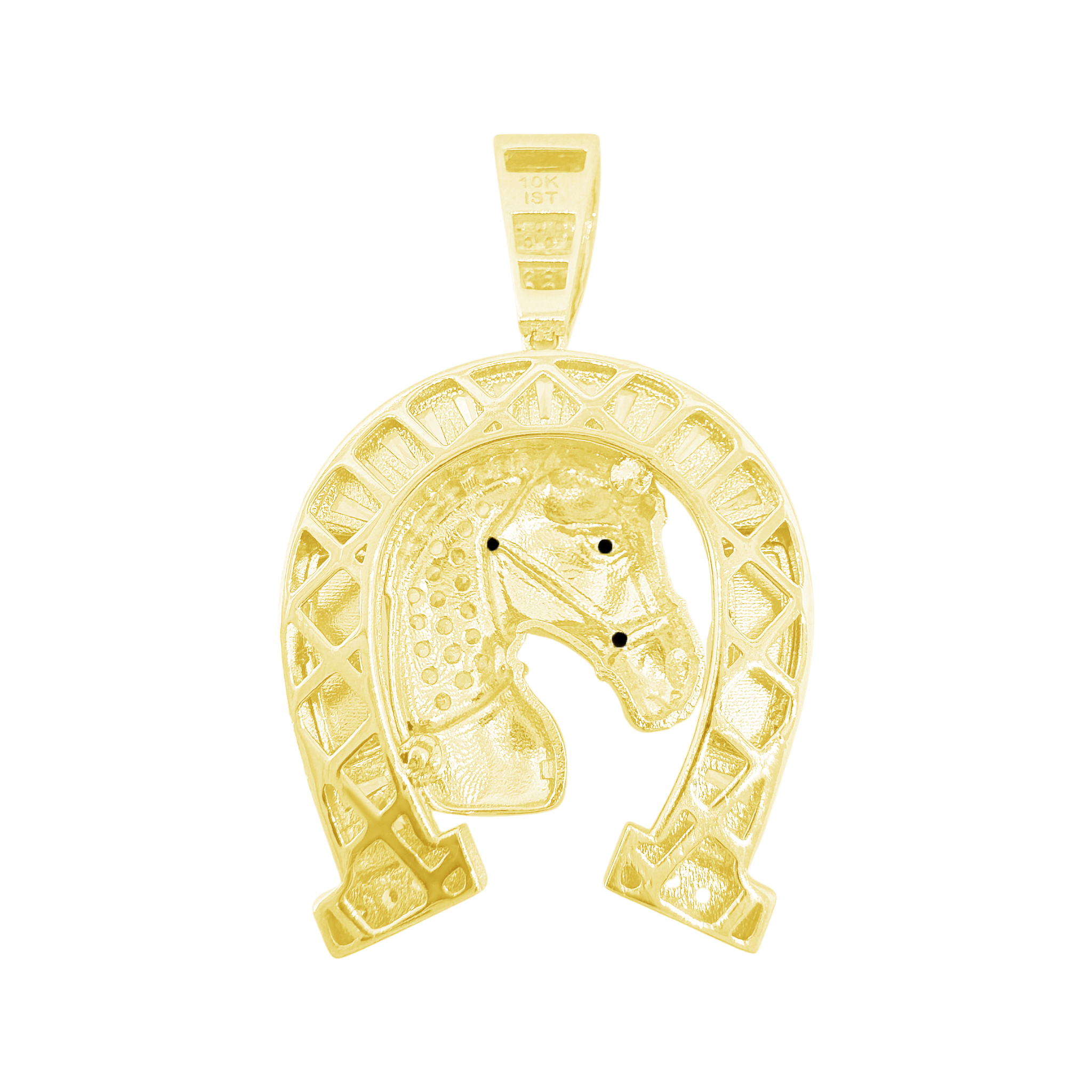 10K Tri Color Gold Horseshoe & Horse Head Style Pendant 4.8Dwt