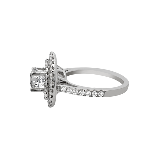 14K White Gold Diamond Halo Engagement Ring Size 6.5 3.5Dwt
