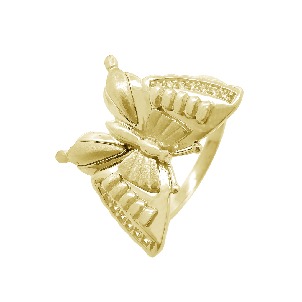 14K Yellow Gold Butterfly Ring Size 8 2.7Dt
