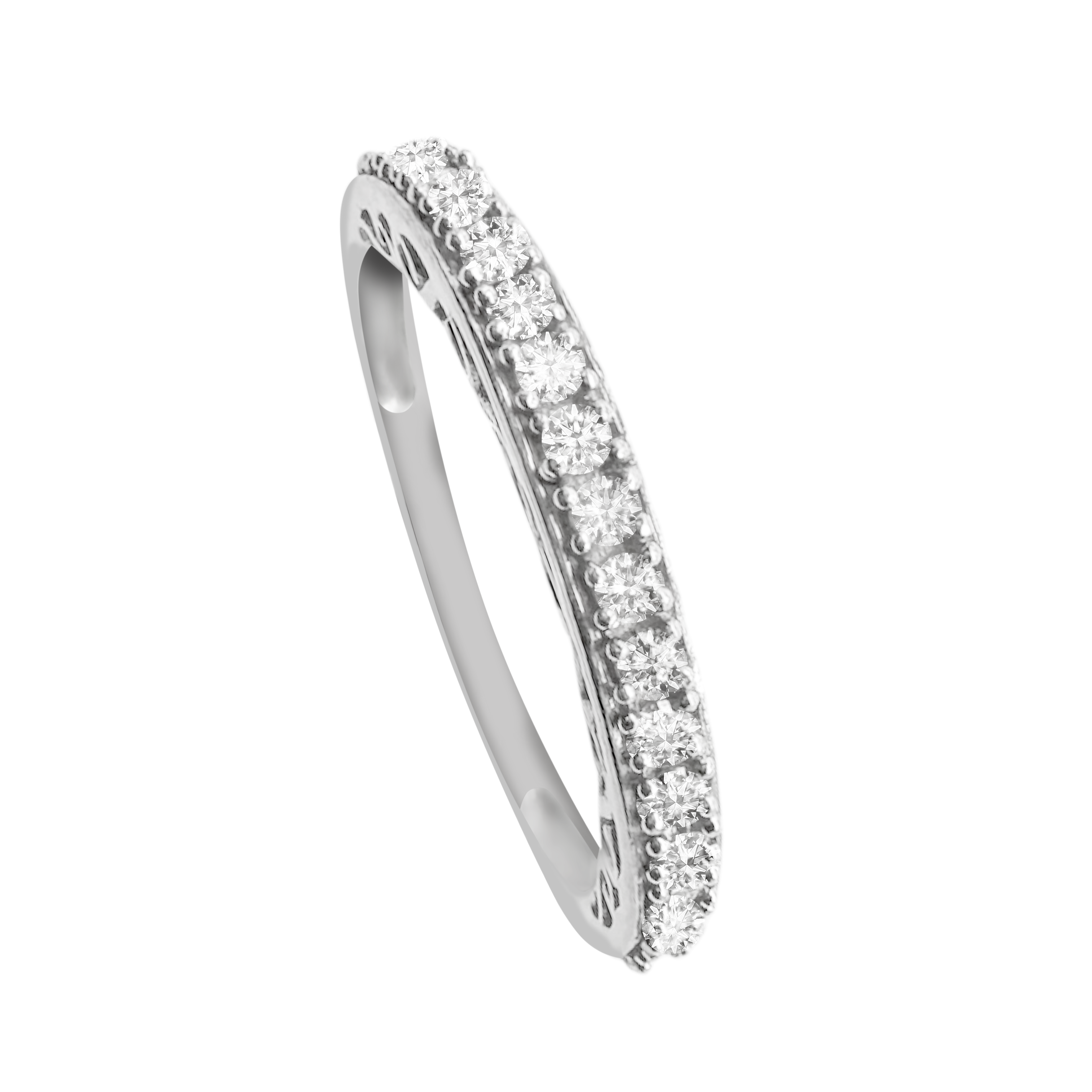 10K White Gold Diamond Wedding Band Size 6.75 1.0Dwt