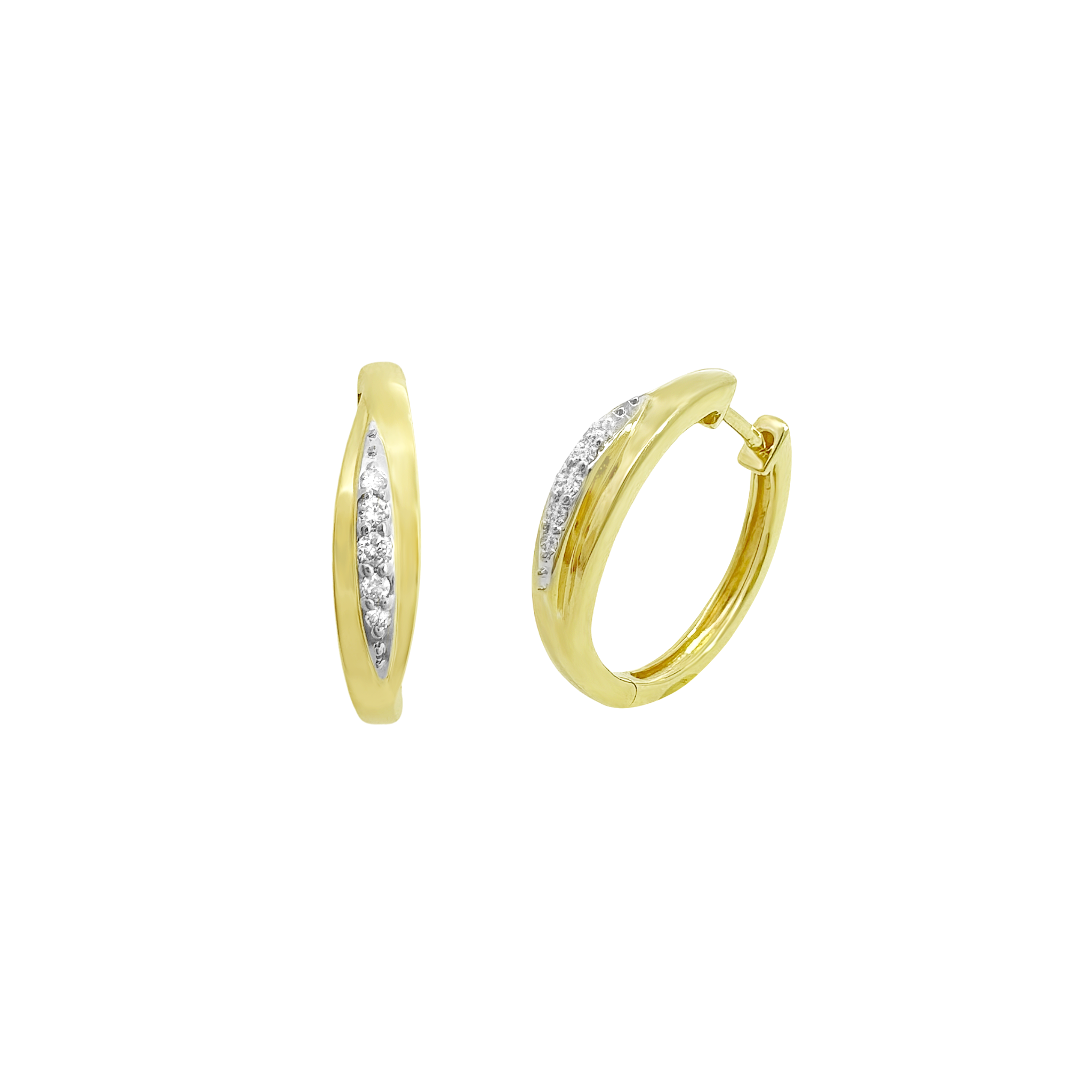 10K Yellow Gold Diamond Hoop Earrings 3.0Dwt