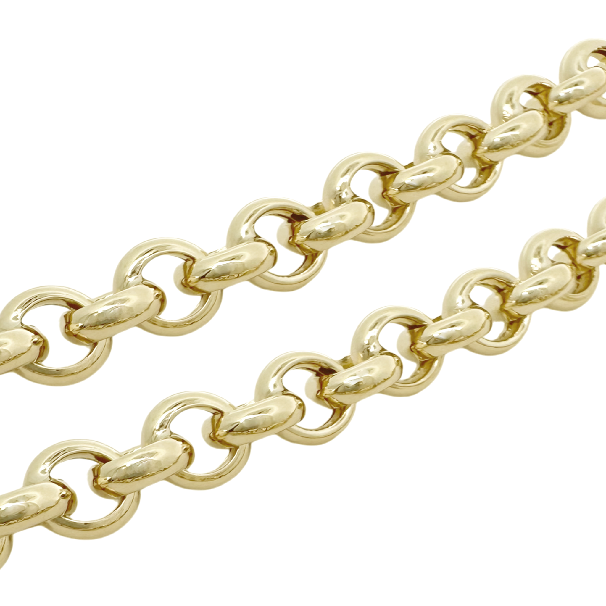 10K Yellow Gold Rolo Link W/Puff Heart 8.5Mm 7.5In 6.6Dwt