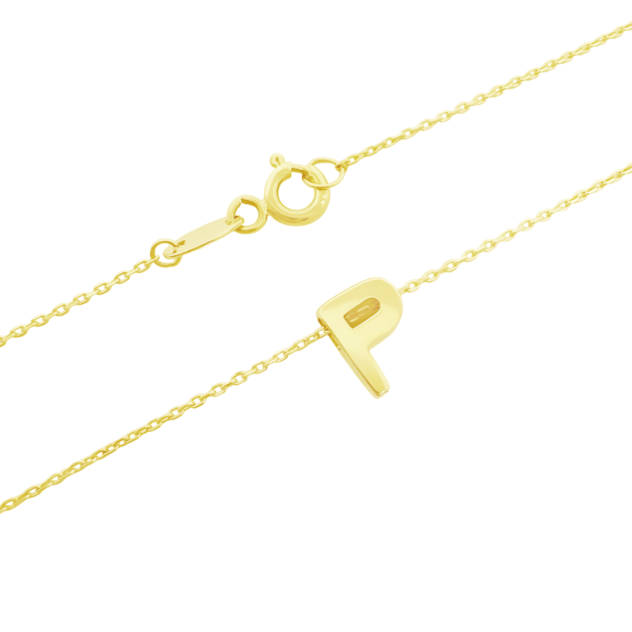 14K Yellow Gold Letter "P" Necklace 0.9Dwt