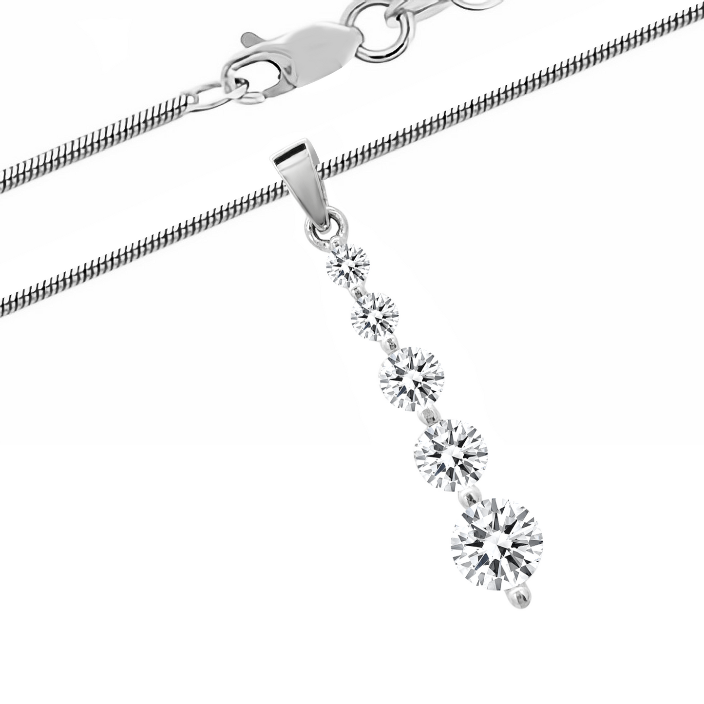 14K White Gold Diamond Pendant Necklace 20In 4.2Dwt