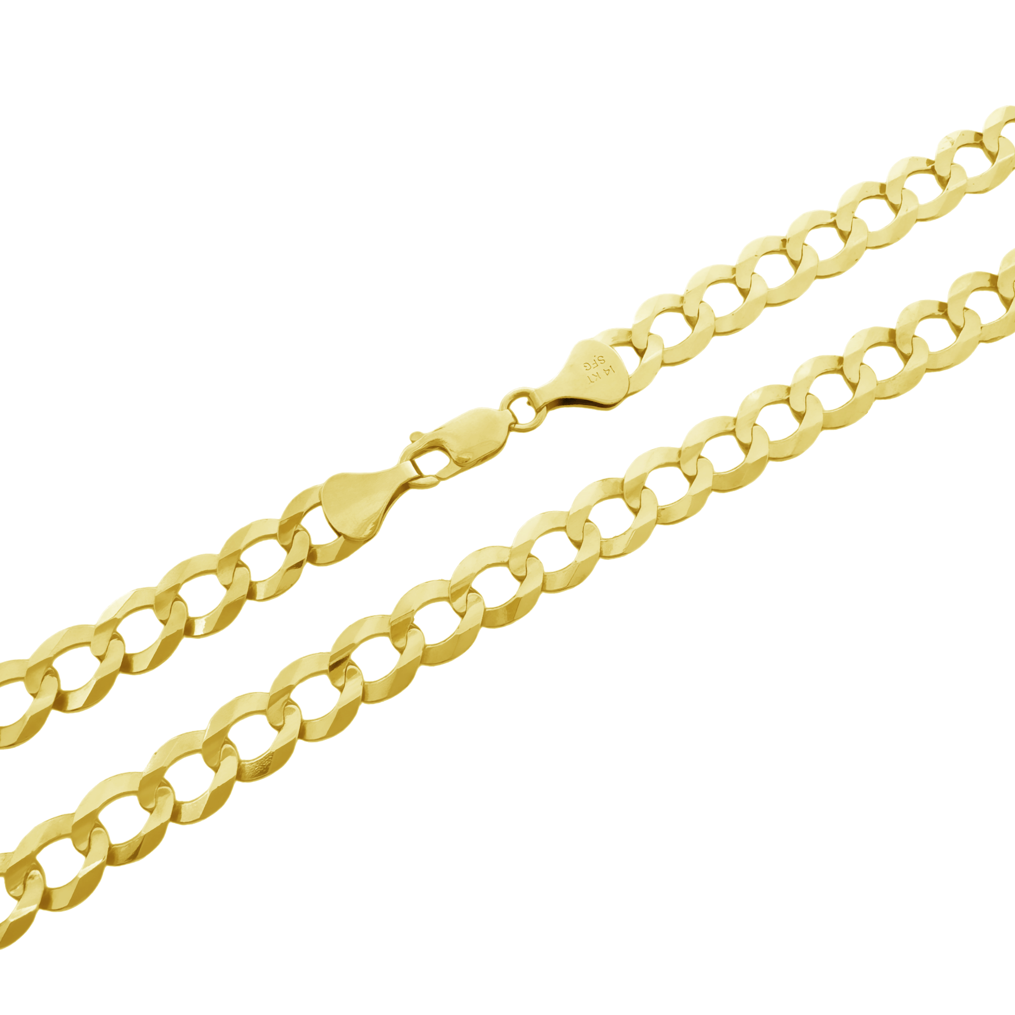 14K Yellow Gold Italian Curb Link Chain 8Mm 24In 23.8Dwt