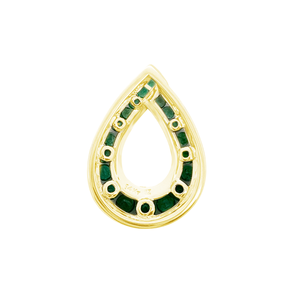 0.42Ctw Diamond & 0.68Ctw Emerald 14K Yellow Gold Pendant 1.7Dwt
