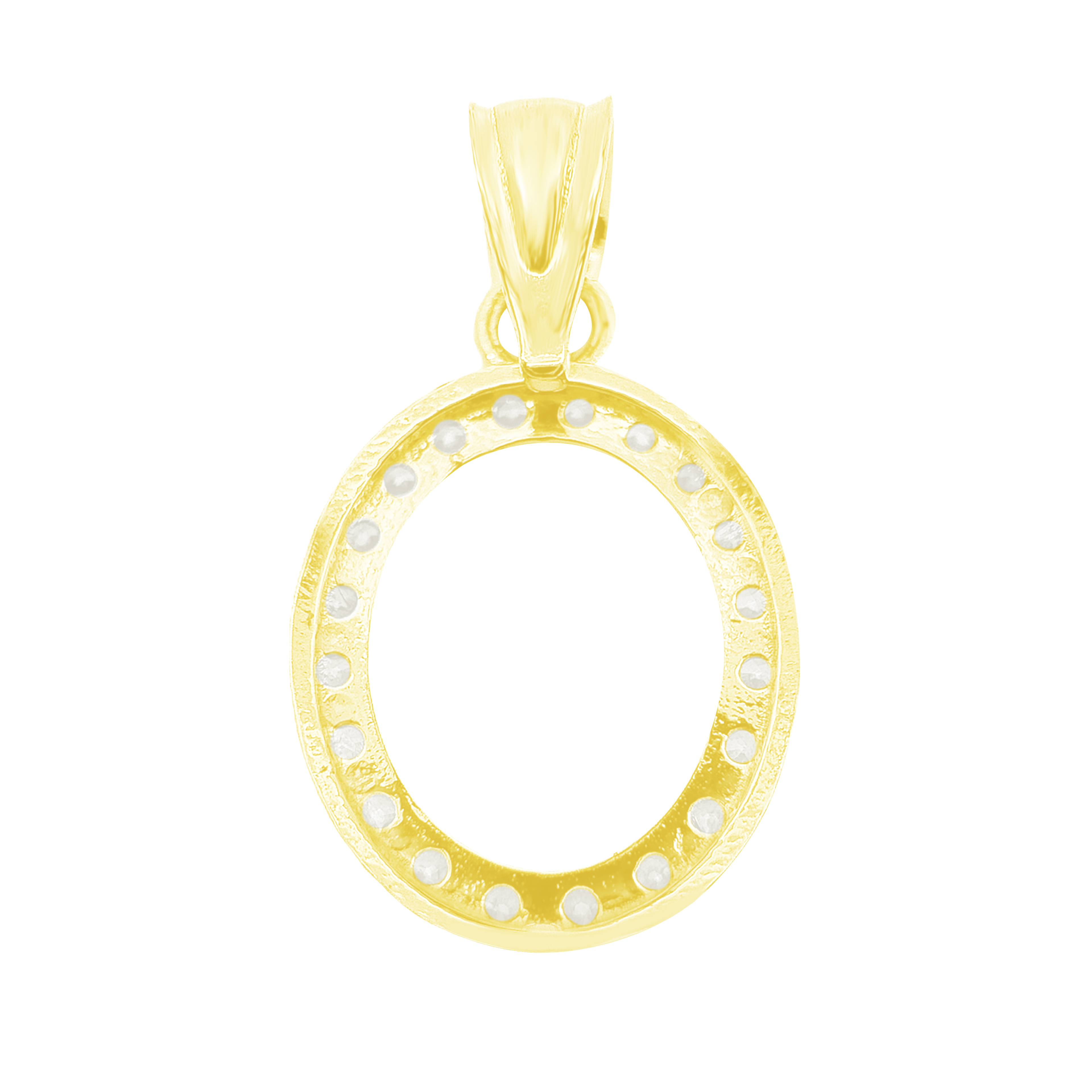 10K Yellow Gold Cubic Zirconia Letter "O" Pendant 0.4Dwt