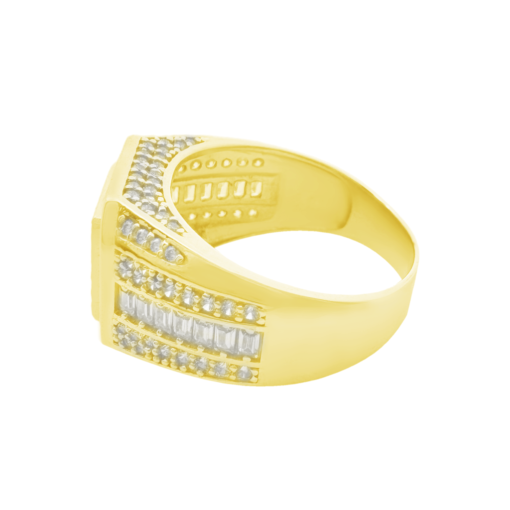 10K Yellow Gold Cz Fashion Mens Ring Size 11 5.8Dwt