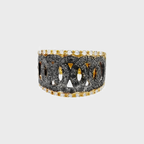 14K Yellow Gold Black & White Diamond Fashion Ring Size 7 6.5Dwt