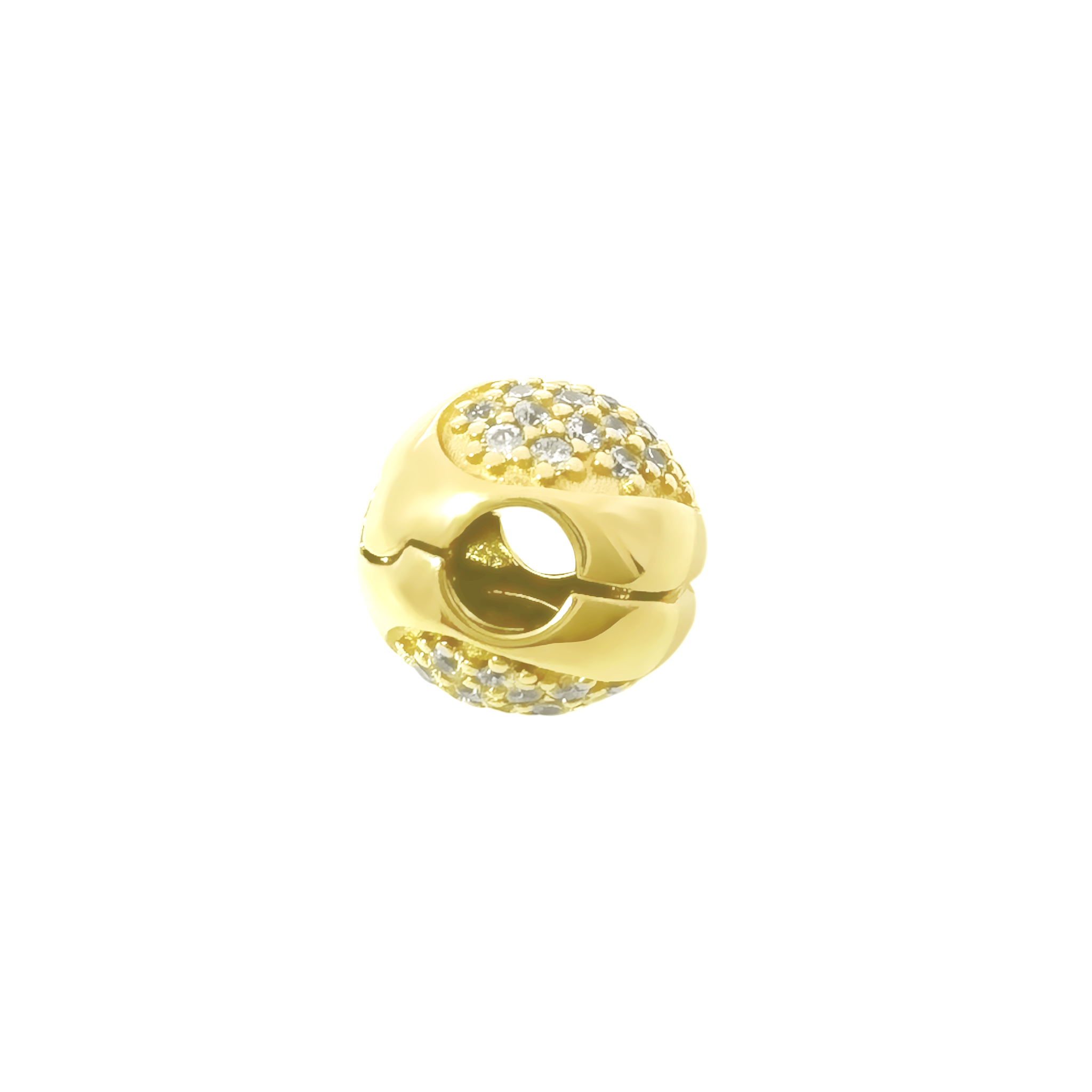 14K Yellow Gold Cz Heart Bead Charms 1.7Dwt