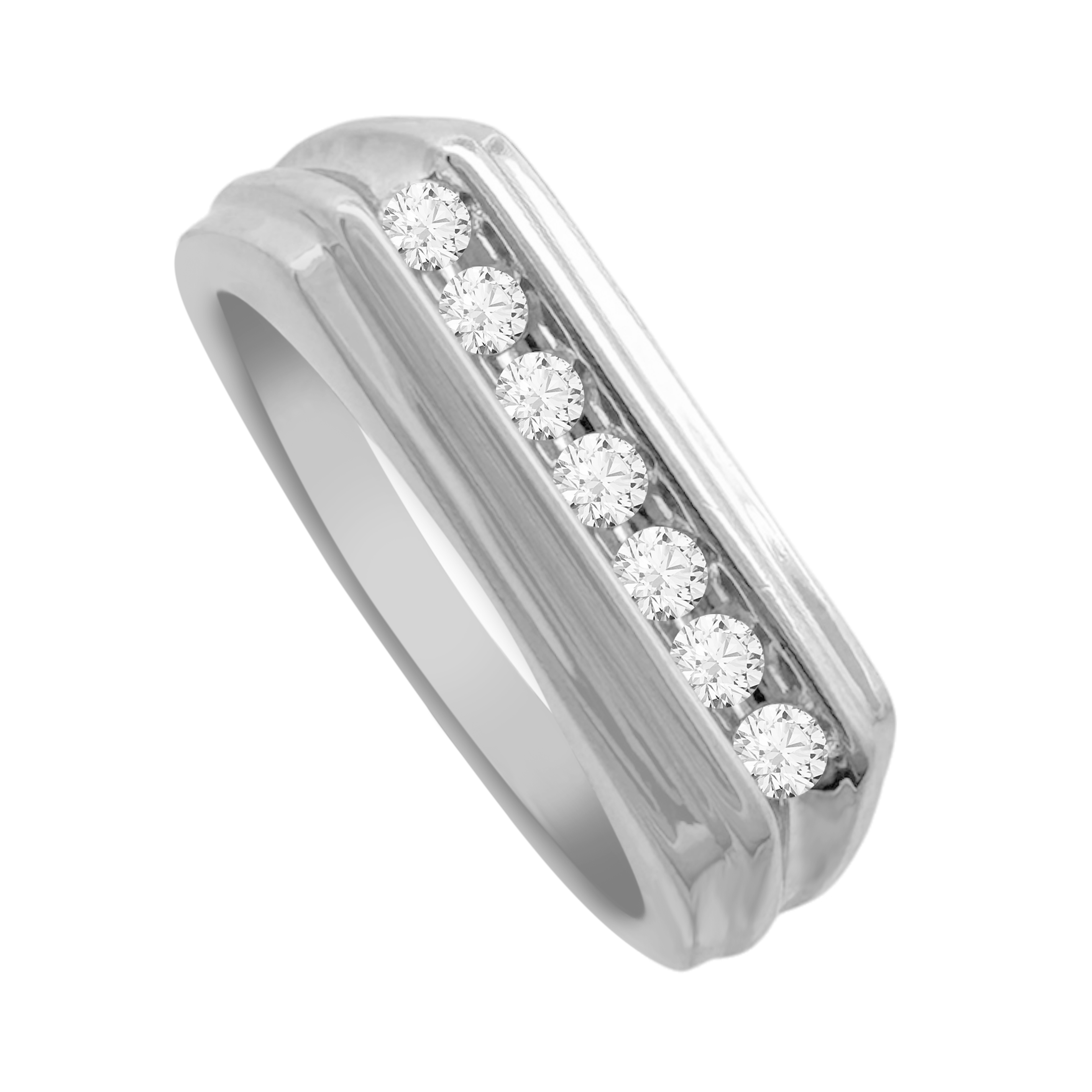 14K White Gold Diamond Wedding Band Ring Size 10 3.9Dwt
