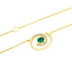 0.07Ct Dia 0.16Ct Em 14K Yellow Gold Emerald Necklace 18In 1.4Dwt