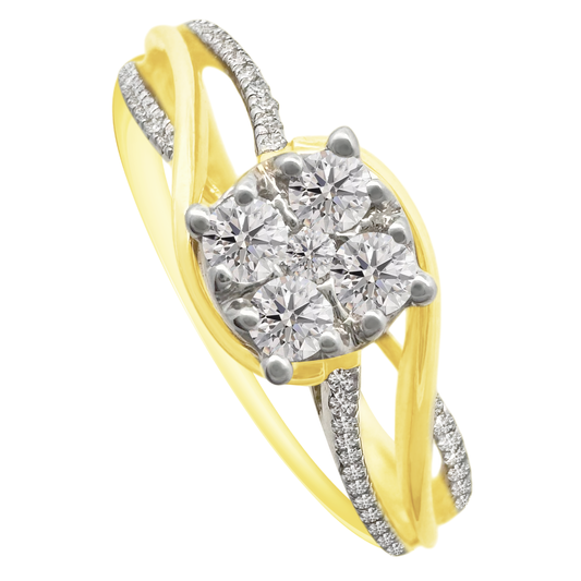 0.25Dctw 14K Yellow Gold Diamond Engagement Ring  Size 7 1.8Dwt