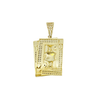 10K Yellow Gold Cz BlackJack Card Pendant 2.8Dwt