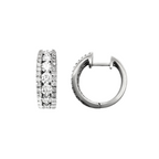 14K White Gold Diamond Small Hoop Earrings 3.5Dwt